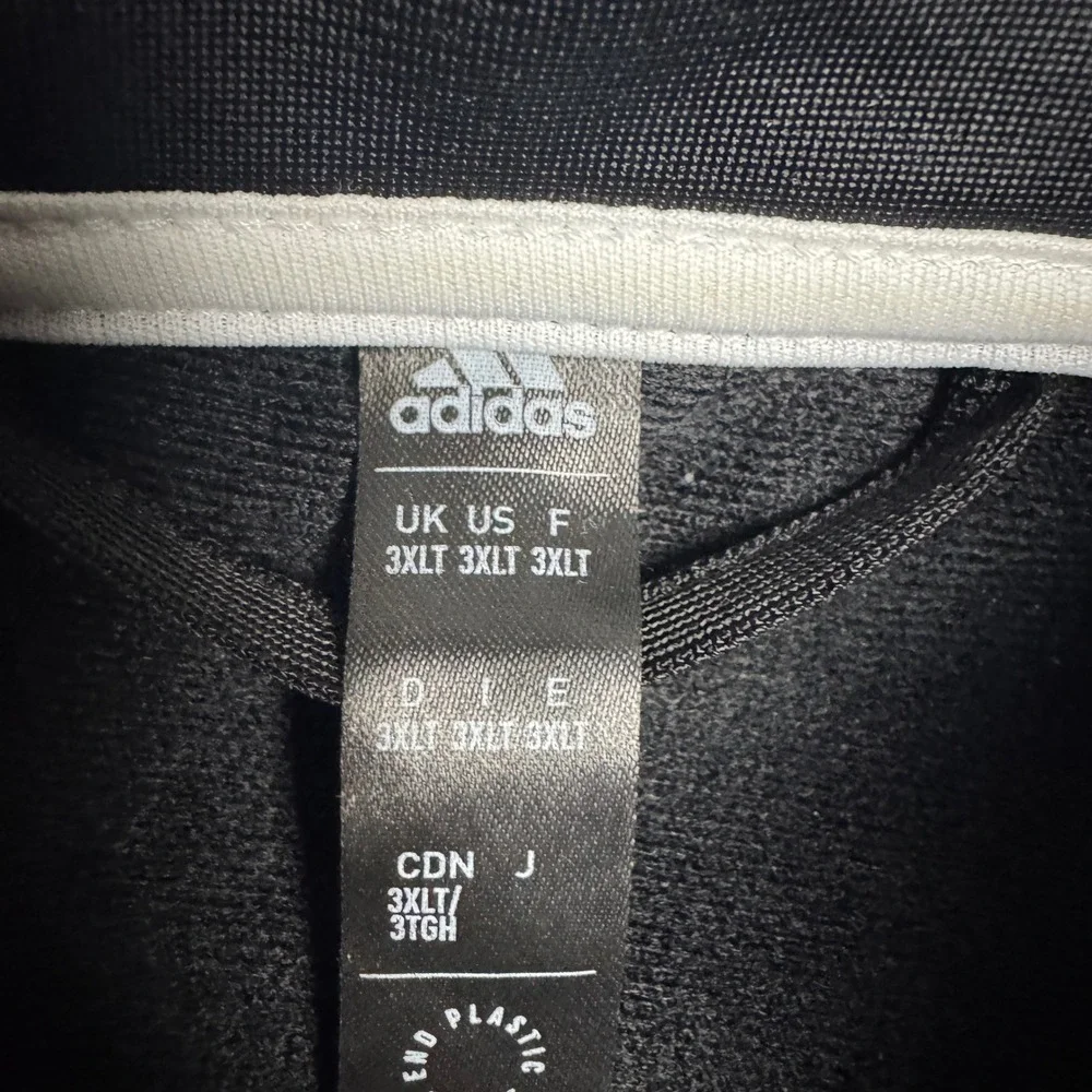 Adidas Mens 3 Stripes Full Zip Track Jacket Black White Size 3XLT Tall - Picture 4 of 5